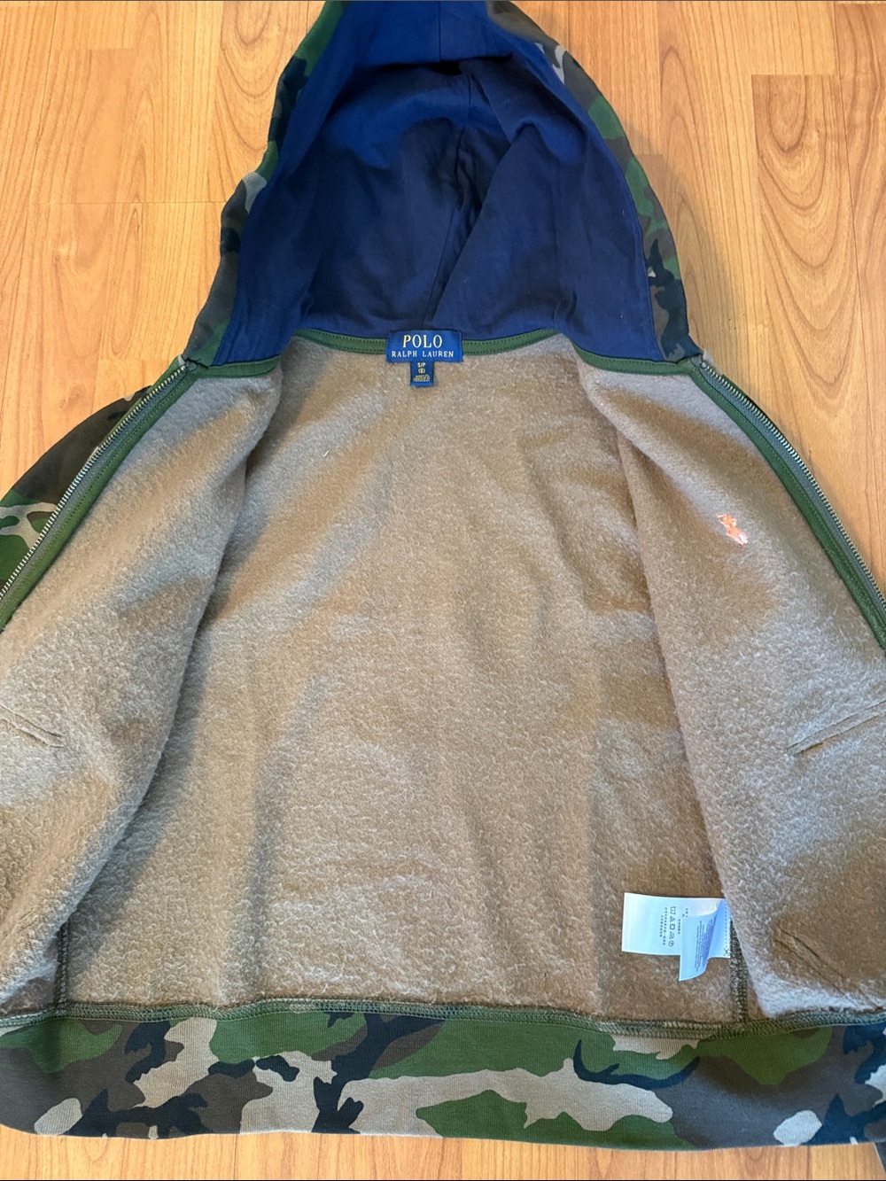 Polo by Ralph Lauren Boys' Green & Navy Camo Zip Hoodie - Picture 3 of 5